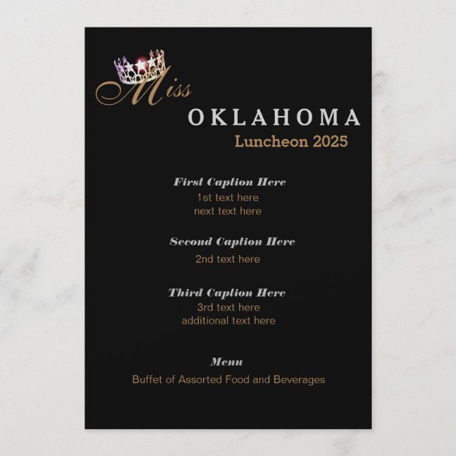 Tarjeta de programa Luncheon de Miss USA estilo Bl (Anverso)