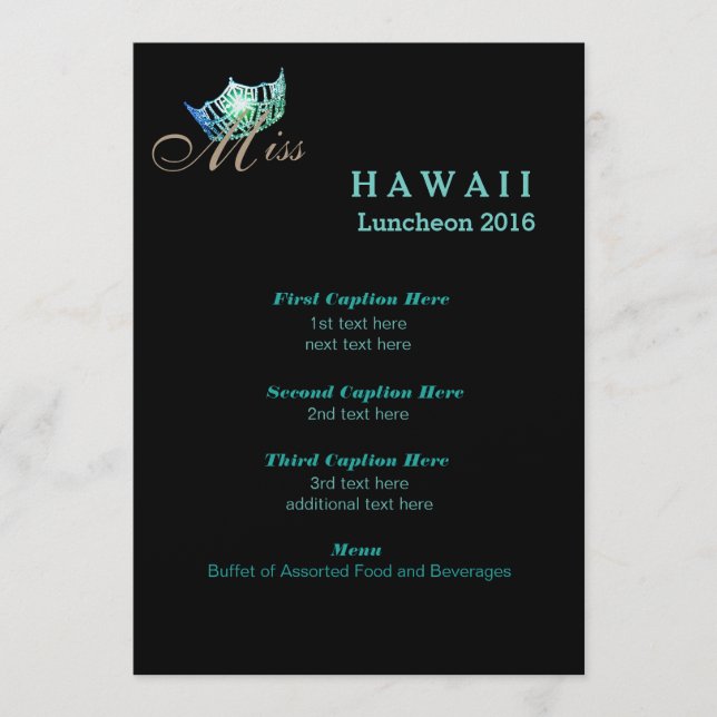 Tarjeta de programa Miss America Black Shimmer Lun (Anverso)