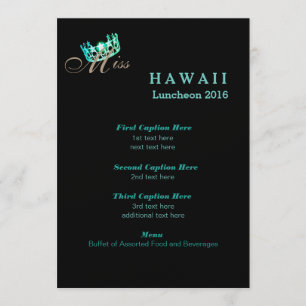 Tarjeta de programa Miss USA Black Shimmer Luncheo