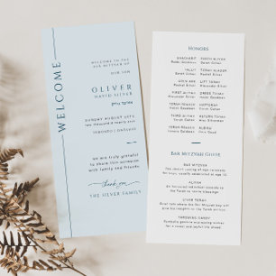 Tarjeta de programa Mitzvah del Bar Azul Moderno