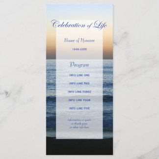 Tarjeta de programa Ocean Blue Celebration of Life