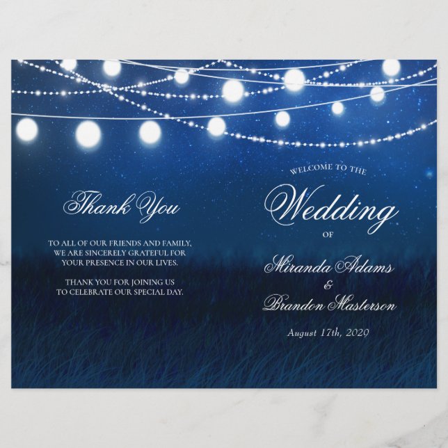 Tarjeta de programa plegado del Boda de luces y no (Anverso)