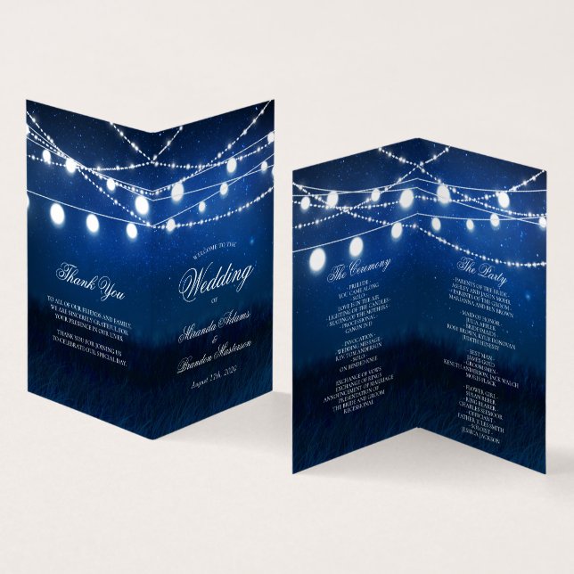 Tarjeta de programa plegado del Boda de luces y no (Interior y exterior)