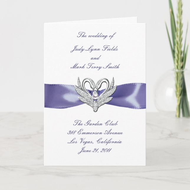 Tarjeta de programa Purple Blue Silver Swans (Anverso)
