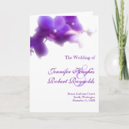 Tarjeta de programa púrpura de la boda de la