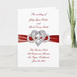 Tarjeta de programa roja del corazón del infinito