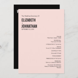 Tarjeta de programa simple y mínima de bodas de ti