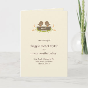 Tarjeta de programa Sweet Love Wedding