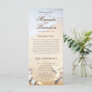 Tarjeta de programa Tropical Beach Starfish Weddin