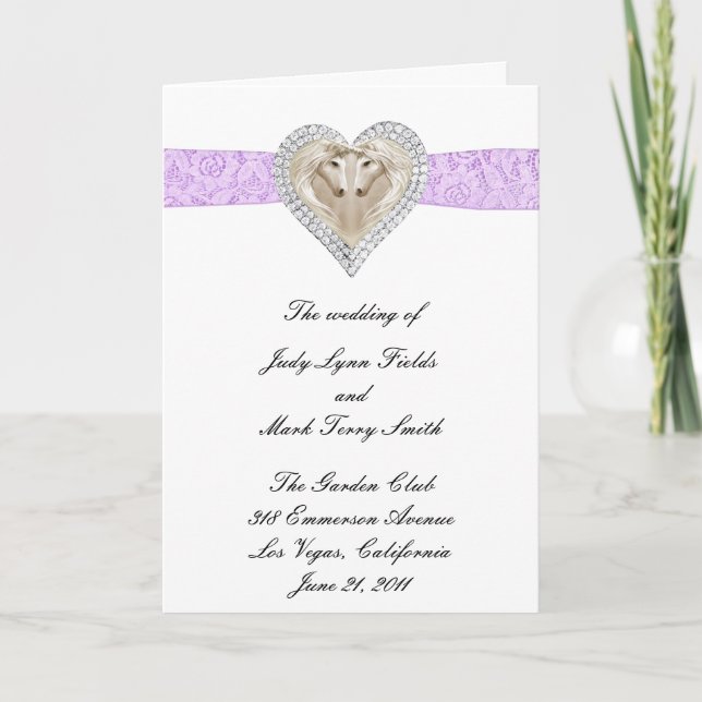 Tarjeta de programa Unicornio Purple Lace Wedding (Anverso)