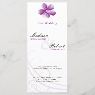 Tarjeta de programa Watercolor Púrpura Wedding