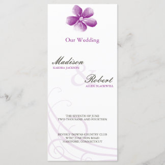 Tarjeta de programa Watercolor Púrpura Wedding