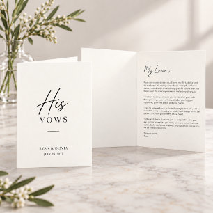 Tarjeta de promesa de boda para él personalizada