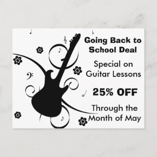 Tarjeta de promoción de clases de guitarra