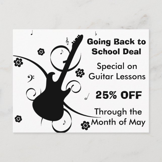 Tarjeta de promoción de clases de guitarra (Anverso)