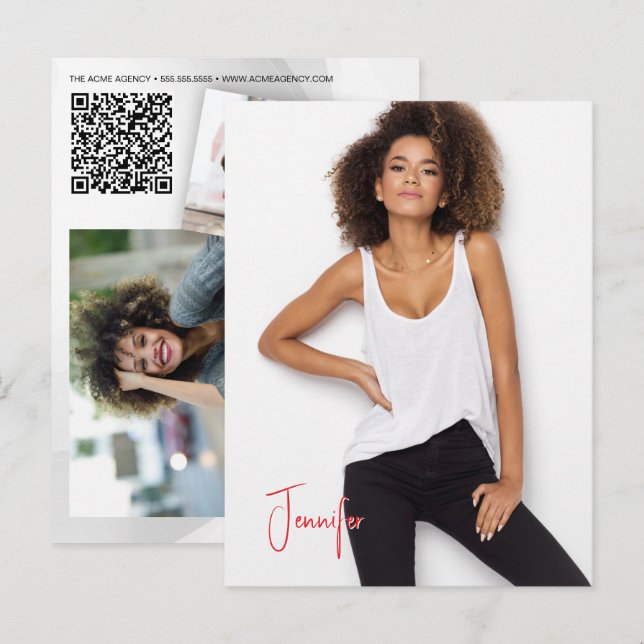 Tarjeta de promoción de código QR de modelo de act (Anverso / Reverso)