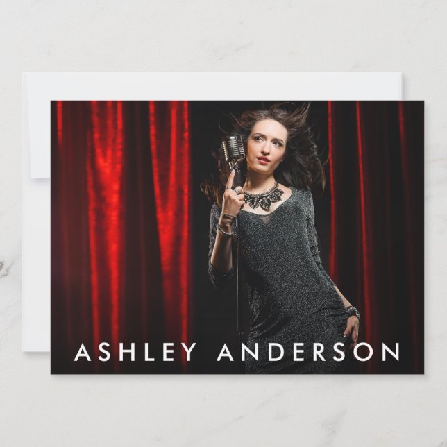 Tarjeta de promoción de foto completa para músico  (Anverso)