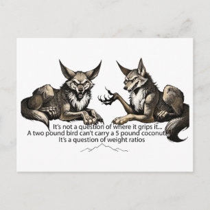 Tarjeta de proporciones de peso de lobo divertido