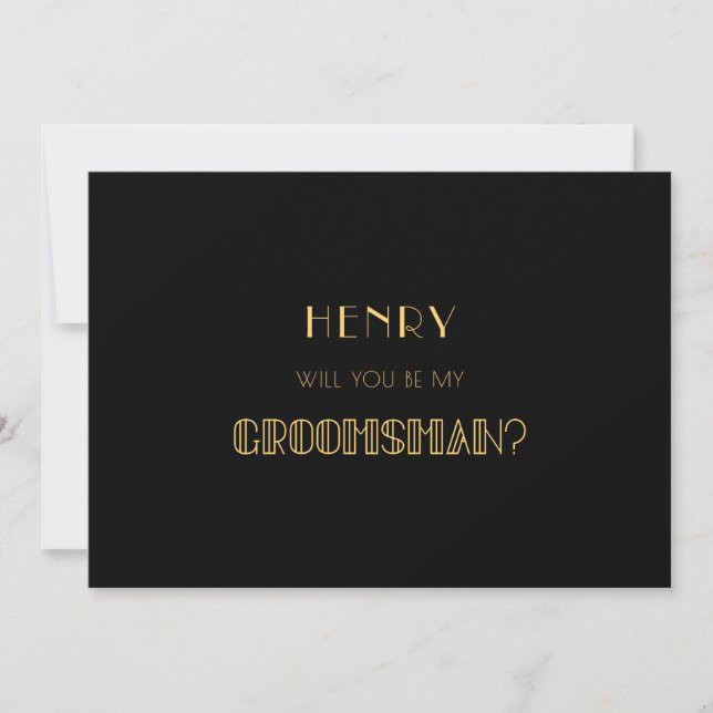 Tarjeta de propuesta artística deco groomsman de l (Anverso)