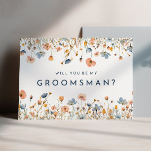 Tarjeta de propuesta audaz elegante floral Groomsm