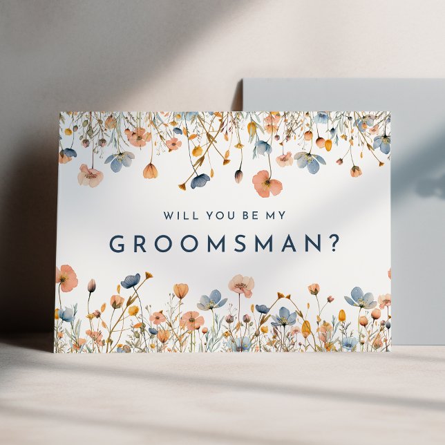Tarjeta de propuesta audaz elegante floral Groomsm (Subido por el creador)