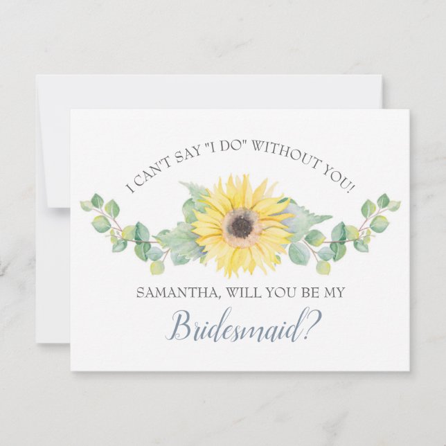 Tarjeta de PROPUESTA BRIDESMAID, girasol verde (Anverso)