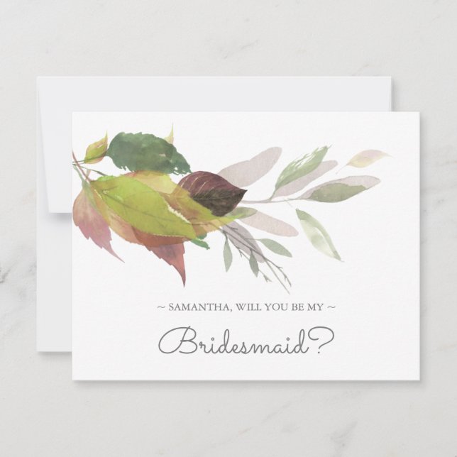 Tarjeta de PROPUESTA BRIDESMAID, vegetación de oto (Anverso)