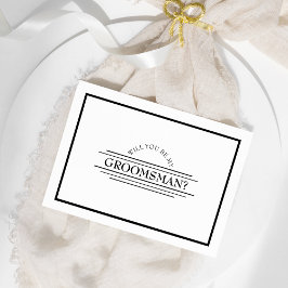 Tarjeta de propuesta clásica de Groomsman en blanc