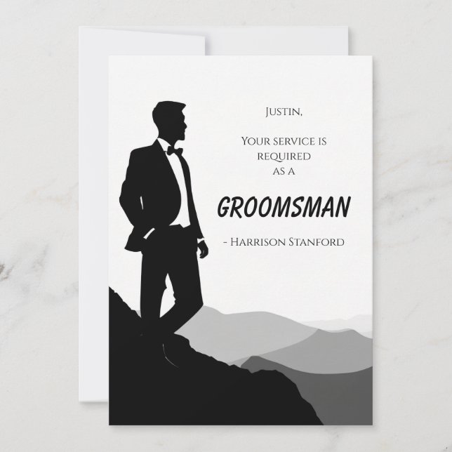 Tarjeta de propuesta clásica para Groomsman en bla (Anverso)