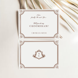 Tarjeta de propuesta Classic Brown & Ecru Groomsma