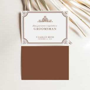 Tarjeta de propuesta Classic Brown & Ecru Groomsma