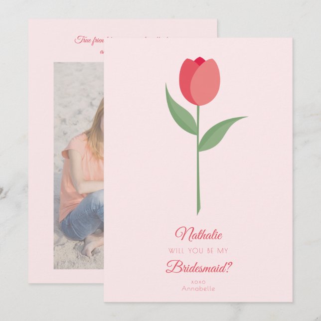 Tarjeta de propuesta de amigos de foto de Tulip-Br (Anverso / Reverso)