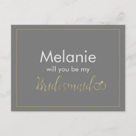 Tarjeta de propuesta de anillo de oro y gris para 