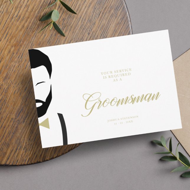 Tarjeta de propuesta de Boda simple Groomsman Silh (Subido por el creador)