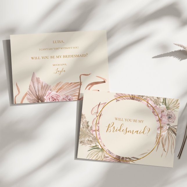 Tarjeta de propuesta de Boho Botanical Ivory Bride (Subido por el creador)