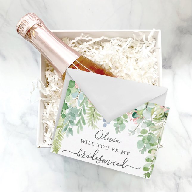 Tarjeta de propuesta de Bridesmaid de verde suave (Subido por el creador)