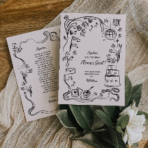 Tarjeta de propuesta de chica de flor dibujada a m