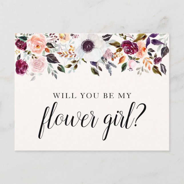 Tarjeta de propuesta de chica de flor floral de co (Anverso)