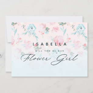 Tarjeta de propuesta de chica de flor floral de ja