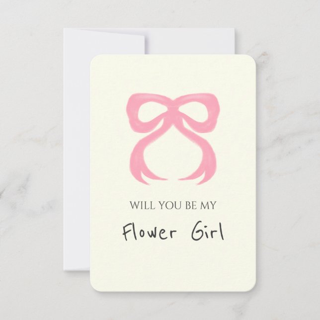 Tarjeta de propuesta de chica de flor rosada de Mo (Anverso)