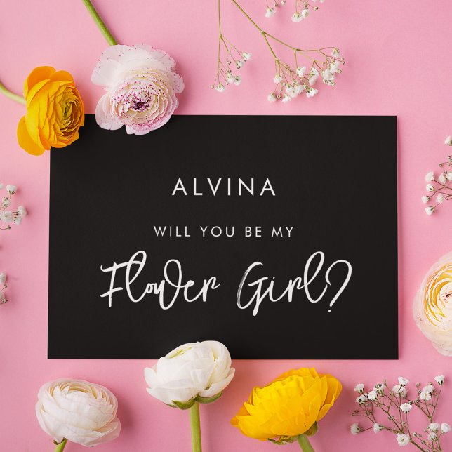 Tarjeta de propuesta de chica de flores negro cont (Subido por el creador)