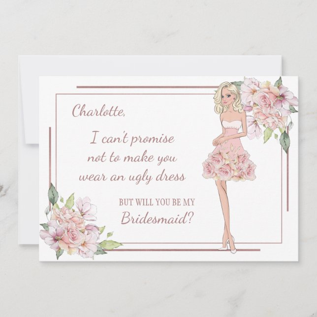Tarjeta de propuesta de Chica personalizado (Anverso)