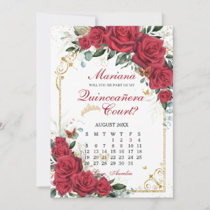 Tarjeta de propuesta de corte de Quinceañera flora