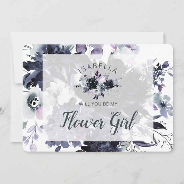 Tarjeta de propuesta de dama de flores floral noct (Anverso)
