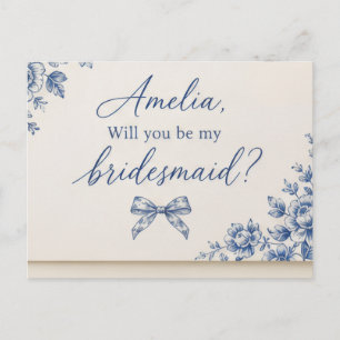 Tarjeta de Propuesta de Dama de Honor Algo Azul -