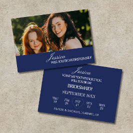 Tarjeta de propuesta de dama de honor azul marino