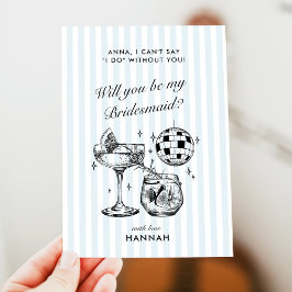 Tarjeta de propuesta de dama de honor azul vintage