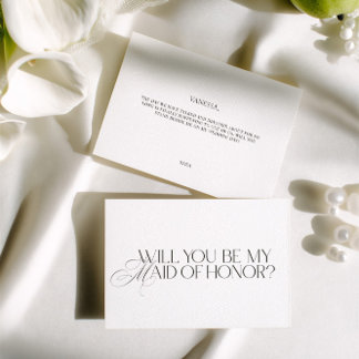 Tarjeta de propuesta de dama de honor blanca moder