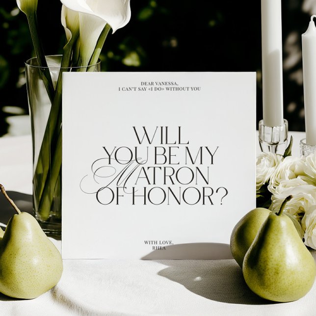 Tarjeta de Propuesta de Dama de Honor Clásica Mode (Modern Classic Matron of Honor Proposal Card)