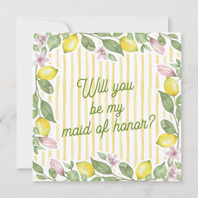 Tarjeta de propuesta de dama de honor con acuarela (Anverso)